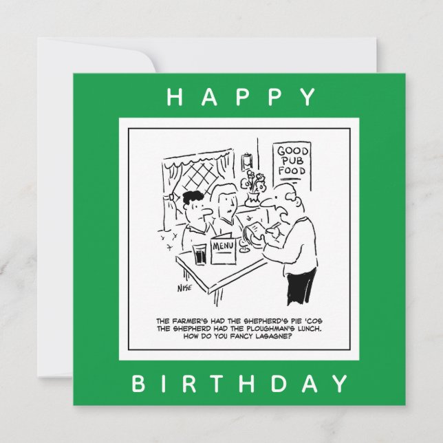 Pub Måltider och Pub Menu Tecknad Kort (Framsida)