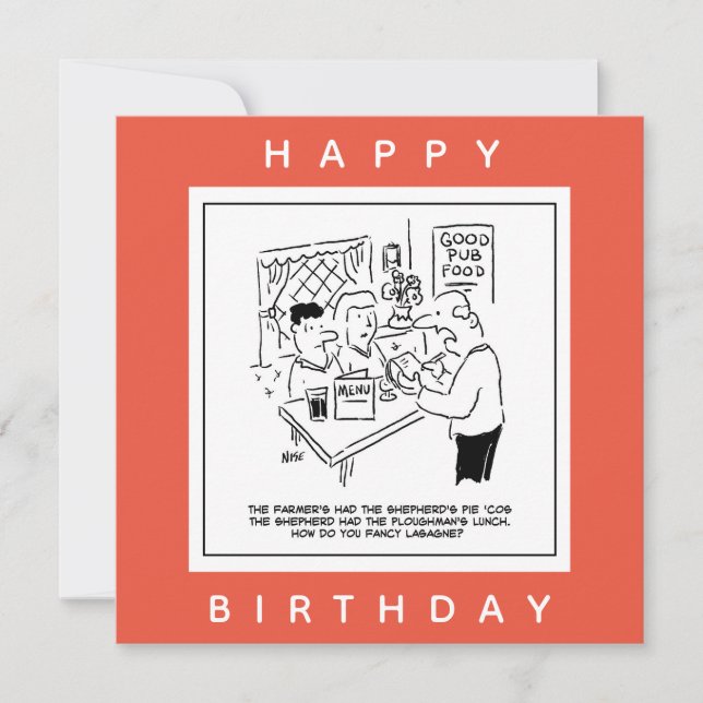 Pub Måltider och Pub Menu Tecknad Kort (Framsida)