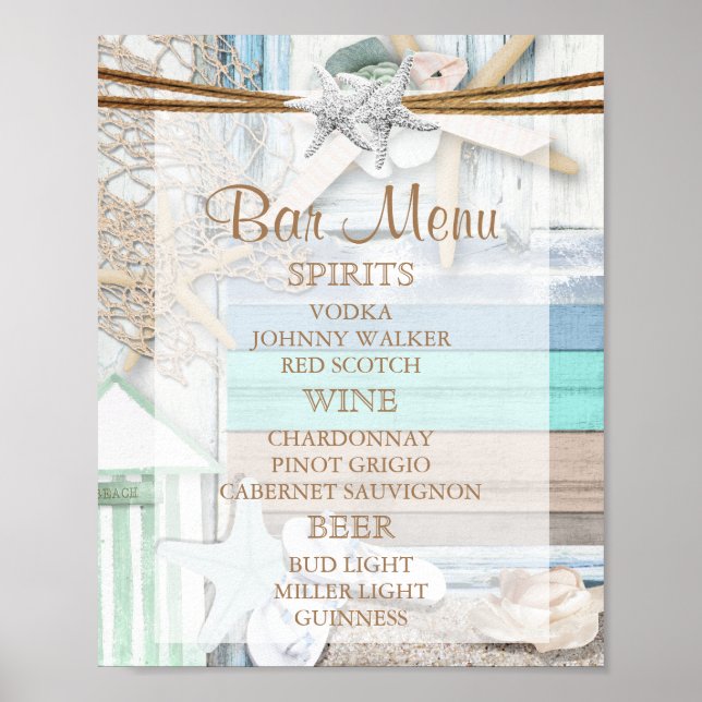 Pub Menu - Beachfront Bröllop Poster (Framsidan)