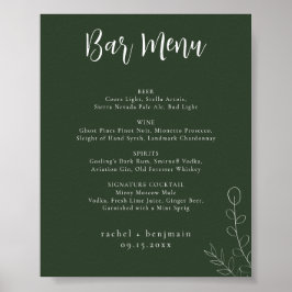 Pub Menu Bröllop Sage Grönt Botaniskt minimalt Poster