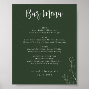 Pub Menu Bröllop Sage Grönt Botaniskt minimalt Poster