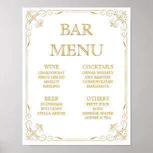 Pub Menu Bröllop-tecken   Gatsby Art Deco Poster