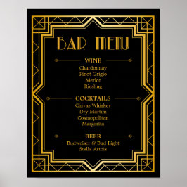Pub Menu Bröllop-tecken | Gatsby Art Deco Poster