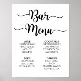 Pub Menu Bröllop-tecken | Modern kalligrafi Poster