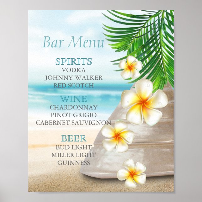 Pub Menu för A Bröllop på stranden Poster (Framsidan)