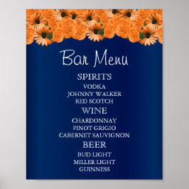 Pub Menu - Vackra Orangen Ro och marinblått Poster