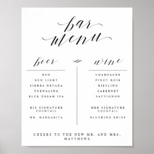 Pub-meny med Vin öl- och ocktail-listtecken Poster