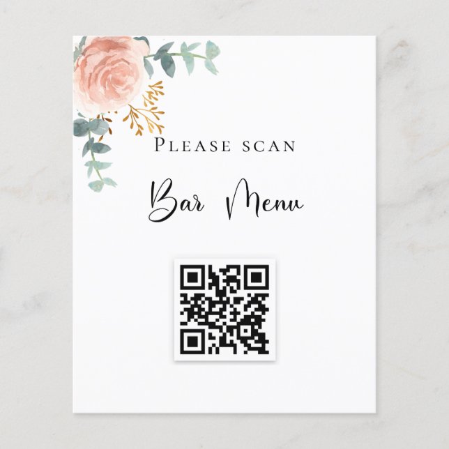 Pub-menyn QR-kod  blommigt eucalyptus (Framsida)
