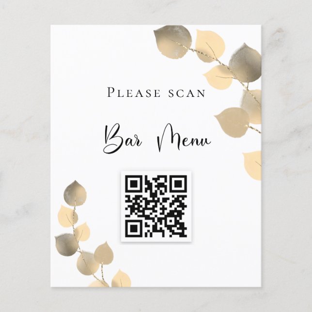 Pub-menyn QR-kod eucalyptus golden Flygblad (Framsidan)