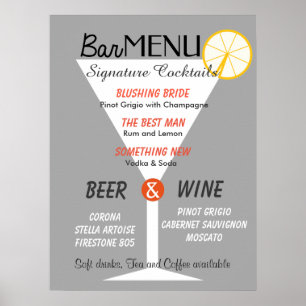 Pub-menyskylt, redigerbart färg-cocktailglas poster
