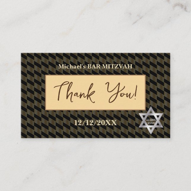 Pub Mitzvah 20XX 13th Birthday "Tack" Hebrew Visitkort (Framsida)