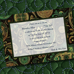 Pub Mitzvah Abstract Design Grönt Inbjudningar