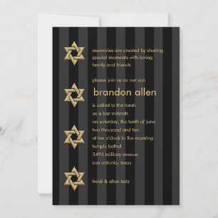 Pub Mitzvah Alla stjärnor i Guld Färg Rand Inbjudningar