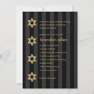 Pub Mitzvah Alla stjärnor i Guld Färg Rand Inbjudningar