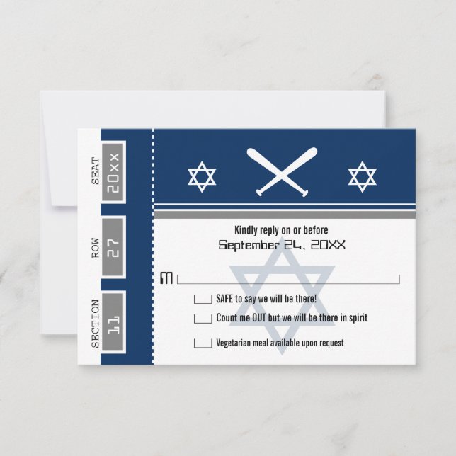 Pub Mitzvah Baseball Biljett OSA Inbjudningar (Framsida)