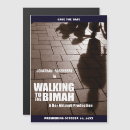 Pub Mitzvah Bimah Movie Spara datumet Magnetisk Inbjudningskort