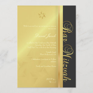 Pub Mitzvah/black/faux guld Inbjudningar
