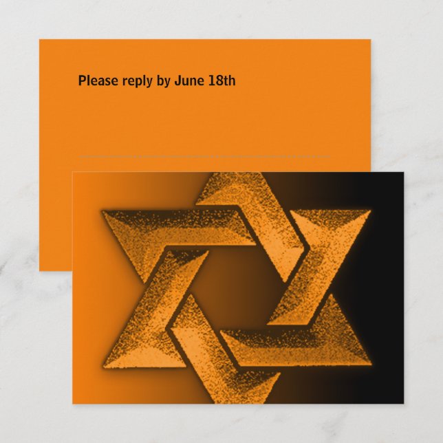 Pub Mitzvah Black och Orange Star of David OSA Kort (Fram/baksida)
