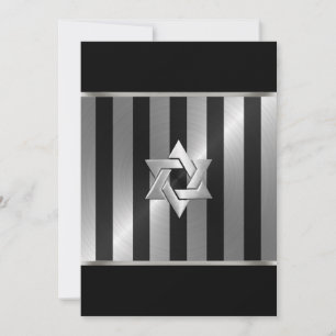 Pub Mitzvah Black och Silver Rand David-stjärnan Inbjudningar