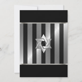 Pub Mitzvah Black och Silver Rand David-stjärnan Inbjudningar