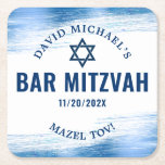 Pub Mitzvah Blue Foil Navy Typography Modern fold Underlägg Papper Kvadrat<br><div class="desc">Var stolt, gladd och visa den här milstolpen av Pub Mitzvah! Fira med denna djärva, bedövande, enkla, moderna, anpassningsbar pappra underlägg. Faux metallisk ljusblå foliepenslar, marin blå typografi och marin blå David-stjärna täcker över en ren, vit bakgrund. Anpassa med din sons namn, händelsens datum och speciella budskap. Välj mellan kvadratiska,...</div>