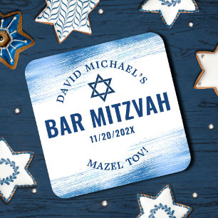 Pub Mitzvah Blue Foil Navy Typography Modern fold Underlägg Papper Kvadrat