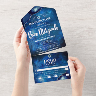 Pub Mitzvah Blue Galaxy Agate Watercolor-skript