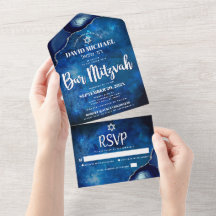 Pub Mitzvah Blue Galaxy Watercolor Agate-skript