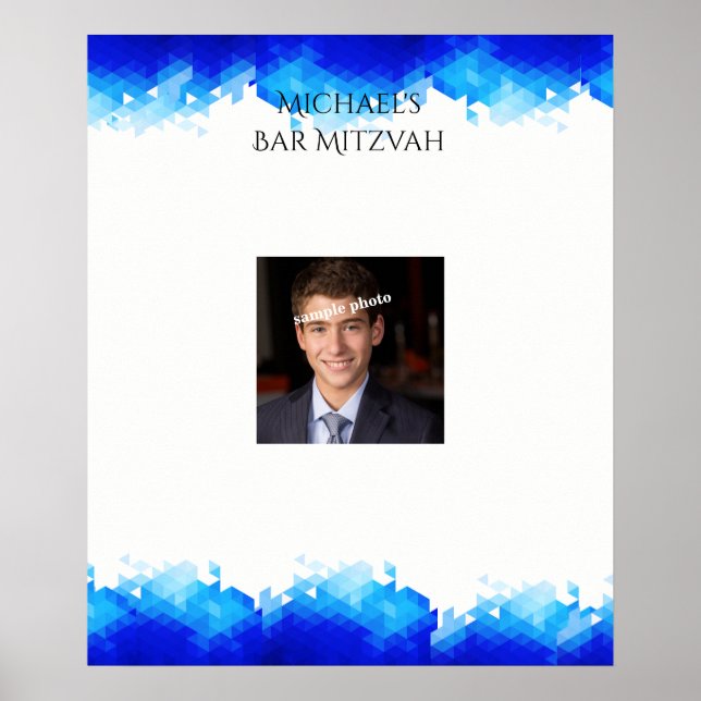 Pub Mitzvah, Blue Geometric, Photo, Sign in Board Poster (Framsidan)