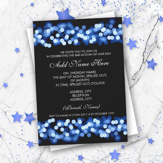 Pub Mitzvah Blue Hollywood Glam Inbjudningar (Skapare uppladdad)