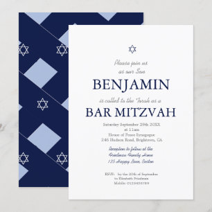 Pub Mitzvah Blue Mönster Star av David Jewish Inbjudningar