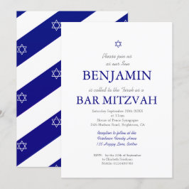 Pub Mitzvah Blue Mönster Star of David Jewish I Inbjudningar