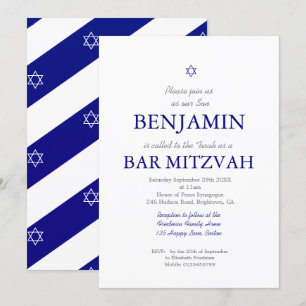 Pub Mitzvah Blue Mönster Star of David Jewish I Inbjudningar