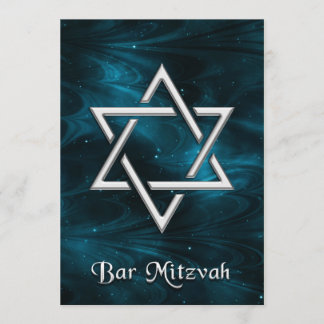 Pub Mitzvah Blue Nebulae & Silver Star of David Inbjudningar