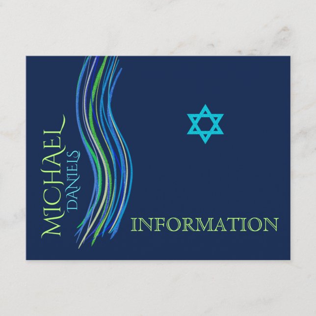 Pub Mitzvah Blue- och Grönt-informationskort Tilläggskort (Framsida)