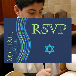 Pub Mitzvah Blue och Grönt Prayer Shawl OSA Kort