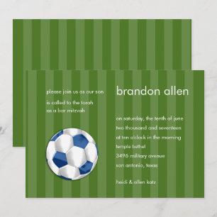 Pub Mitzvah Blue och White Soccer Ball Inbjudningar