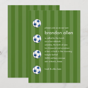 Pub Mitzvah Blue och White Soccer Ball Inbjudningar