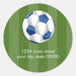 Pub Mitzvah Blue och White Soccer Ball Runt Klistermärke