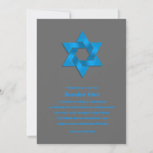 Pub Mitzvah Blue på Grått, David-stjärnan Inbjudningar