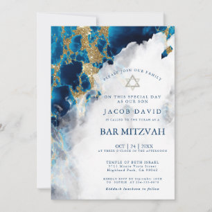 Pub Mitzvah Blue Sapphire Watercolor Geode