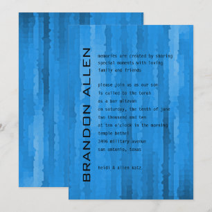 Pub Mitzvah Blue Techno Streaks Inbjudningar