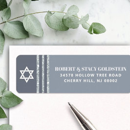 Pub Mitzvah Bold Grått Silver Tallit Returadress Returadress Etikett