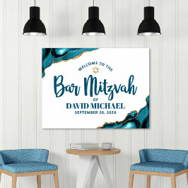 Pub Mitzvah Bold Typography Turcos Guld Välkommen Poster