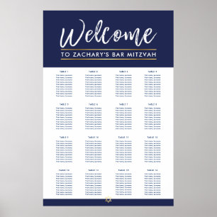 PUB MITZVAH BORD PLAN 16 bord, modern marin Poster