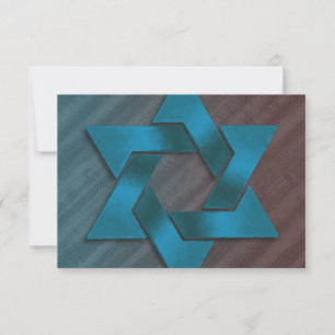 Pub Mitzvah Brown och Teal Star of David OSA Kort