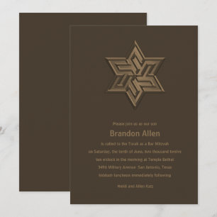 Pub Mitzvah Brown Tones Star of David Inbjudningar