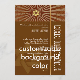 Pub Mitzvah/brun/guld Inbjudningar