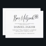 Pub Mitzvah Classic-skript Modern typografi Inbjudningar<br><div class="desc">Består av lekfullt skript och serif-typografi. Allt mot en bakgrund av vit bakgrund. 

Detta är designad av Select Party Supplies,  exklusiv för Zazzle.

Finns här:http://www.zazzle.com/store/selectpartysupplies</div>