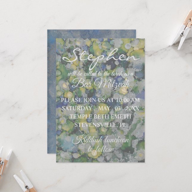 Pub Mitzvah Colorful Bläck Inbjudningar (Fram/Back In Situ)